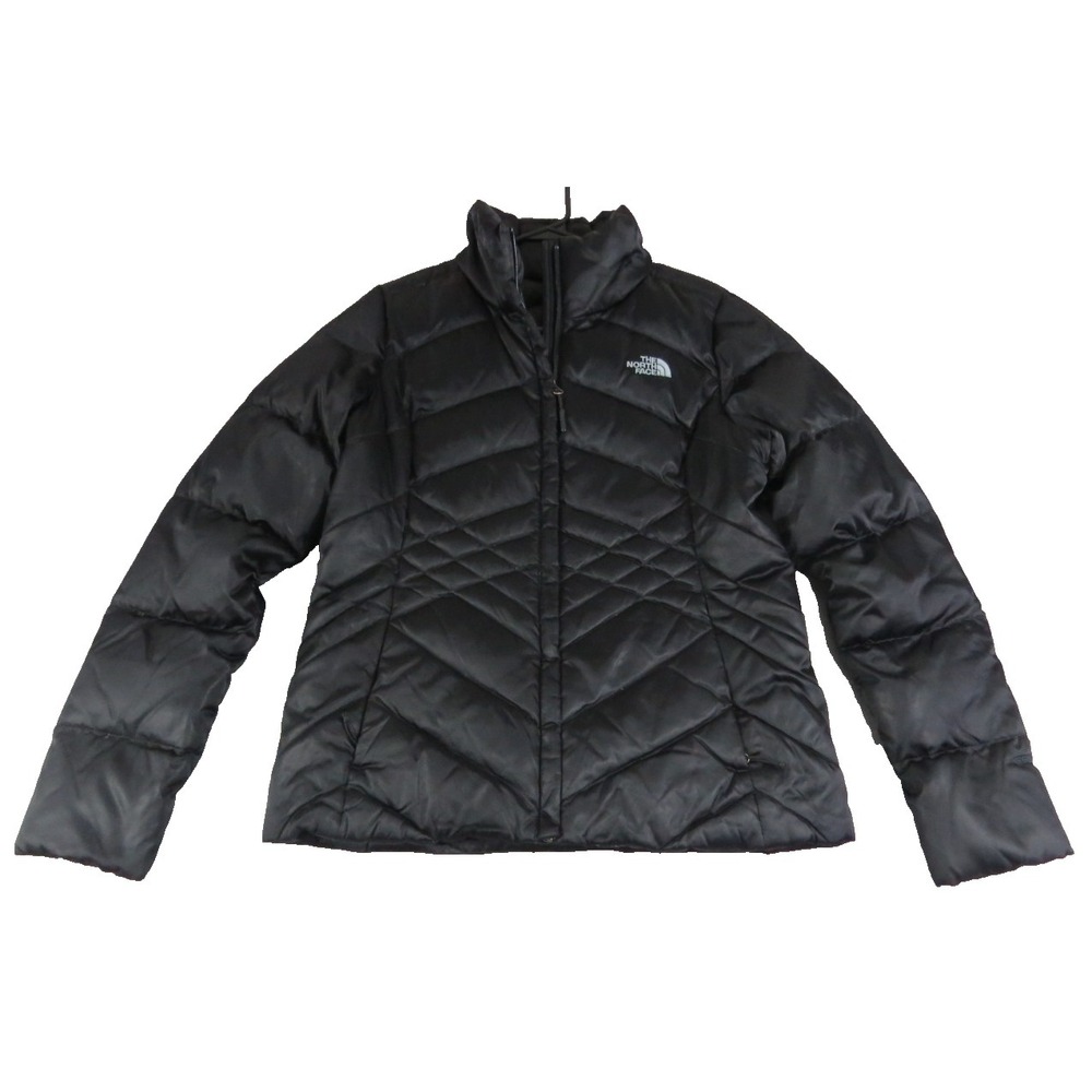 The North Face Down 550 Puffer Jacket Womens M Black Chevron Quilted Coat